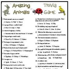 Amazing Animals Trivia Game Etsy In 2020 Trivia Trivia Games English Lessons For Kids
