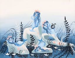 Peter Pan Mermaids 1953 Mary Blair For Disney Gouache On Board Concept Painting Disney Concept Art Mary Blair Art Mary Blair Illustration