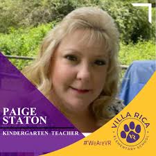 VRE is excited to introduce our new Kindergarten teacher, Mrs. Paige Staton!  "Hello! My name is Paige Staton. I am so very excited to begin the next  school year as a teacher
