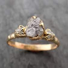 18k Raw Rough Diamond Gold Engagement Multi Stone Three Ring Rough Gold Wedding Ring Diamond Wedding Ring Rough Diamond Ring Byangeline 2289 In 2021 Raw Stone Engagement Rings Crystal Engagement Rings