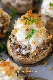 Patti came up with the stuffing recipe, and i came crab, salmon, cheese, spinach…the possibilities are endless. Crab Stuffed Mushrooms Spend With Pennies