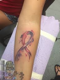 The breast cancer ribbon tattoo. Lnztattoos Ribbon Cancer Lupus Breastcancer Watercolor Color Tattoo