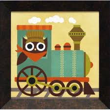 Owl Train Tractor By Lee Nancy Framed Graphic Art Kids Art Poster Kids Art Prints Art Wall Kids