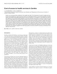 Pdf Cost Of Access To Health Services In Zambia