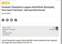 Srf 1 srf 2 srf info. Paris Saint Germain Borussia Dortmund Live Im Free Tv Kostenlos