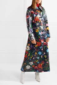 Ode to the floral trench. Navy Oversized Floral Print Coated Cotton Drill Trench Coat Gucci Print Coat Pattern Fashion Fashion