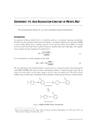 Experiment 14 Acid Dissociation Constant Of Methyl