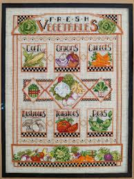 Counted cross stitch pattern to download, with kitchen herbs & vegetables. Fo Fresh Veggies Cross Stitch Country Crafts March April 1991 Crossstitch