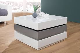 Couchtisch soleil hochglanz mit schwarzglas und abgerundeten ecken. Couchtisch Weiss Grau Hochglanz 70 90cm Drehbar Dunord Design