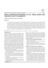 Pesticides are substances used to prevent or terminate pests. Pdf Future Of Botanical Pesticides In Rice Wheat Pulses And Vegetables Pest Management