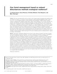 Pdf Can Forest Management Based On Natural Disturbances Maintain Ecological Resilience
