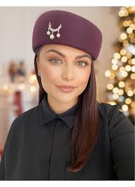 Palarie dama Confortino Royal, fetru italian 100% lana, violet, marime  universala, reglabila, 22x20cm, inaltime 10cm