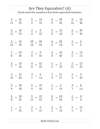 Are These Fractions Equivalent Multiplier Range 2 To 5 A Fractions Worksheet Fractions Worksheets 6th Grade Worksheets Printable Math Worksheets