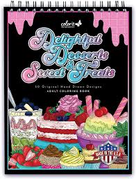 See more ideas about adult coloring pages, coloring pages, adult coloring. Amazon Com Colorit Delightful Desserts And Sweet Treats Adult Coloring Book 50 Single Sided Designs Thick Smooth Paper Lay Flat Hardback Covers Spiral Bound Usa Printed Desserts Coloring Pages Grocery Gourmet