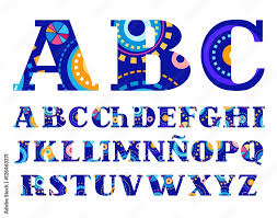 The spanish alphabet has 27 letters. Carnival Spanish Alphabet Vector Font Capital Letters Colored Letters Spanish And Portuguese Alphabet With Serif Drawing On The Letters Similar To Fireworks Stock Vector Adobe Stock
