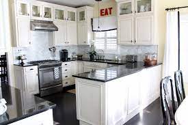 Photo gallery featuring top 2021 kitchen colors, design layouts and diy decorating. White Kitchen Cabinets With Black Countertops
