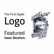 هذا اول لوجود لشركة آبل و قد تضمن صورة لإسحاق نيوتن كعلامة للتفاحة Apple Logo Isaac Newton Apple