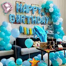 With same day shipping and a free shipping offer you can get your ocean party supplies in a flash. Blue Sea Party Decoration Under The Sea Fish Ocean Theme Birthday Baby Shower Decorations For Kids Girls And Boys Marine Animals Dolphin Shell Starfish Beach Balloon With Happy Birthday Banner Party Supplies Toys