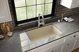 Karran quartz undermount sinks are designed with flat mounting rims for undermouting with a small negative reveal to solid surface, granite and quartz countertops. Karran Qu 670 Undermount Quartz Composite 32 In Single Bowl Kitchen Sink In Bisque Amazon Com