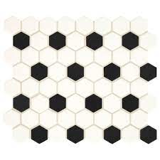 Ellis + fisher bianco 3 x 6 marble floor and wall tile. Mohawk Vivant White And Black Hexagon 12 X 14 Ceramic Mosaic Tile At Menards