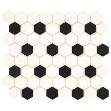 Shop for penny tile in tile by style. Mohawk Vivant White And Black Hexagon 12 X 14 Ceramic Mosaic Tile At Menards