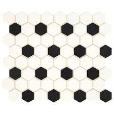 11pcs penny round shell mosaic tile kitchen decoration bathroom background wall. Mohawk Vivant White And Black Hexagon 12 X 14 Ceramic Mosaic Tile At Menards