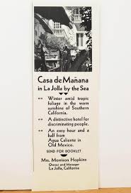 1930 Casa de Manana Hotel La Jolla California Mrs. Morrison HopkinsPRINT AD 