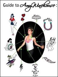 The amy winehouse tattoos that have been listed in various websites include an anchor with the words hello sailor on her belly, a singing bird on her lower right arm, the first name of her husband blake over a picture of a pocket on her left breast, and on various other parts of her body, an angel, a feather, a horseshoe and a lightning bolt. Amy Winehouse Tatowierungen Temporary Tattoo Blog