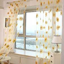 Beautiful Sunflower Burnout Tulle Window Screening Sheer Voile Curtain Gauze Translucidus For Bedroom Living Room Cafe Decor Wish Yellow Room Decor Yellow Room Room Decor