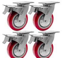 FactorDuty 6" X 2" Heavy Duty Caster Set of 4 Locking Swivel Caster Wheels  Polyurethane On Polyolefin Industrial Grade Premium Quality 3600lbs Total  ...