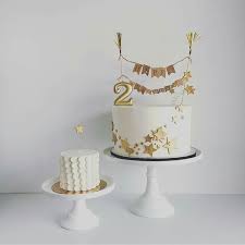 First Birthday Cake Flavor Ideas White Simple Birthday Cake Gold Stars Bunting Simple Birthday Cake Kids Cake Gold Birthday Cake