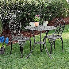 Fleur De Lis Cast Iron Bistro Set Kirklands Outdoor Patio Decor Outdoor Patio Set Outdoor Patio Furniture Sets