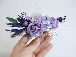 Lavender And Lilac Floral Comb Wedding Flower Bridal Hair Etsy In 2021 Lavender Wedding Theme Lilac Wedding Themes Floral Comb