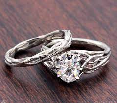 Embracing Tree Branch Engagement Ring And Wedding Band Branch Engagement Ring Engagement Rings Moissanite Engagement Ring