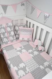 Patchwork Cot Quilt In Pink And Grey Elephants Cot Quilt Baby Girl Quilts Baby Elephant Nursery