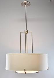Design Classics Lighting Drum Chandelier Linen Shade Four Sockets Frosted Glass Leffler S Antiques