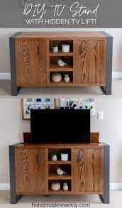 The corner tv cabinet or stand is one of the different types of tv furniture you will come across. Diy Tv Stand With Hidden Tv Handmade Weekly