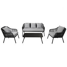 Pairing beautifully with a variety of outdoor table and seating options to create a customized look, and play with your kids and your pets. Rope And Metal Outdoor Lounge Set 5 Seater Garden Patio Furniture Set Migrant Gardener