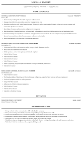 General Maintenance Worker Resume Sample Mintresume