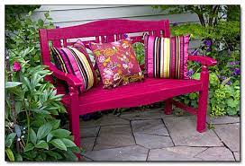 As you are creating the bench, paint the individual 2x4s any color that inspires you. From The Garden Bench Painted Garden Furniture Garden Bench Pink Garden