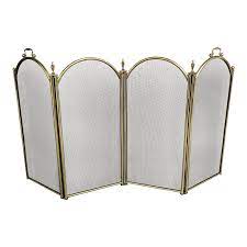 Amagabeli large gold fireplace screen 4 panel ornate wrought iron black metal fire place standing gate decorative mesh solid baby safe proof high quality: Four Panel Brass Finish Fireplace Screen Design Plus Gallery