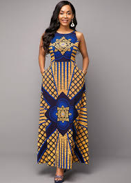 Sleeveless Tribal Print Round Neck Dress In 2020 Round Neck Dresses Classy Dress Outfits African Attire