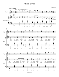 His hair was made of spaghetti and his name was. Aiken Drum Sheet Music For Accordion Banjo Mixed Duet Musescore Com