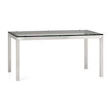 Choose from our finely constructed oak and maple wooden dining table bases for maximum durability and added warmth in your kitchen, to our fashionable stainless steel dining bases that provide a sleek. Parsons Clear Glass Top Stainless Steel Base Dining Tables Crate And Barrel