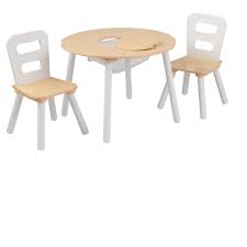 Round Table And Chair White Natural Set Of 2 Kidkraft Image 1 Of 5 Round Table And Chairs Round Kids Table Table And Chairs