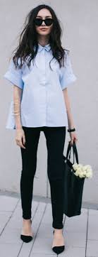 Black And Blue Outfits For Women Light Blue And Black Streetstyle Fashion Simple Outfits Street Style