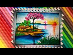 Landscape Beautiful Village Scene Drawing Everyone can create great looking drawings!