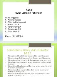 Mempunyi bahasa yang menarik c. Bab I Surat Lamaran Pekerjaan Kelas Xii Mipa 4