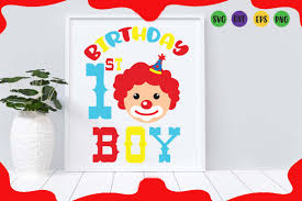 Download Clown 1st Birthday Boy Graphic By Cute Files Creative Fabrica PSD Mockup Templates