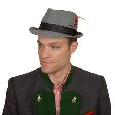 Deluxe Gray German Fedora Hat Oktoberfest Hat German Costume Oktoberfest German Costume